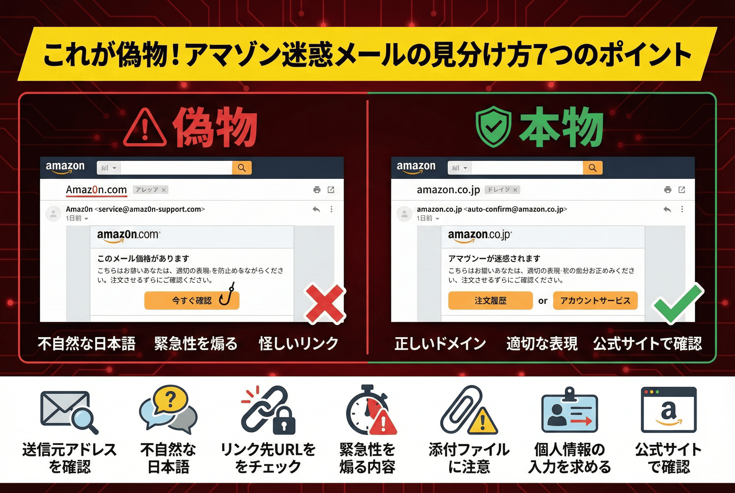 これが偽物！Amazon迷惑メールの見分け方7つのポイント