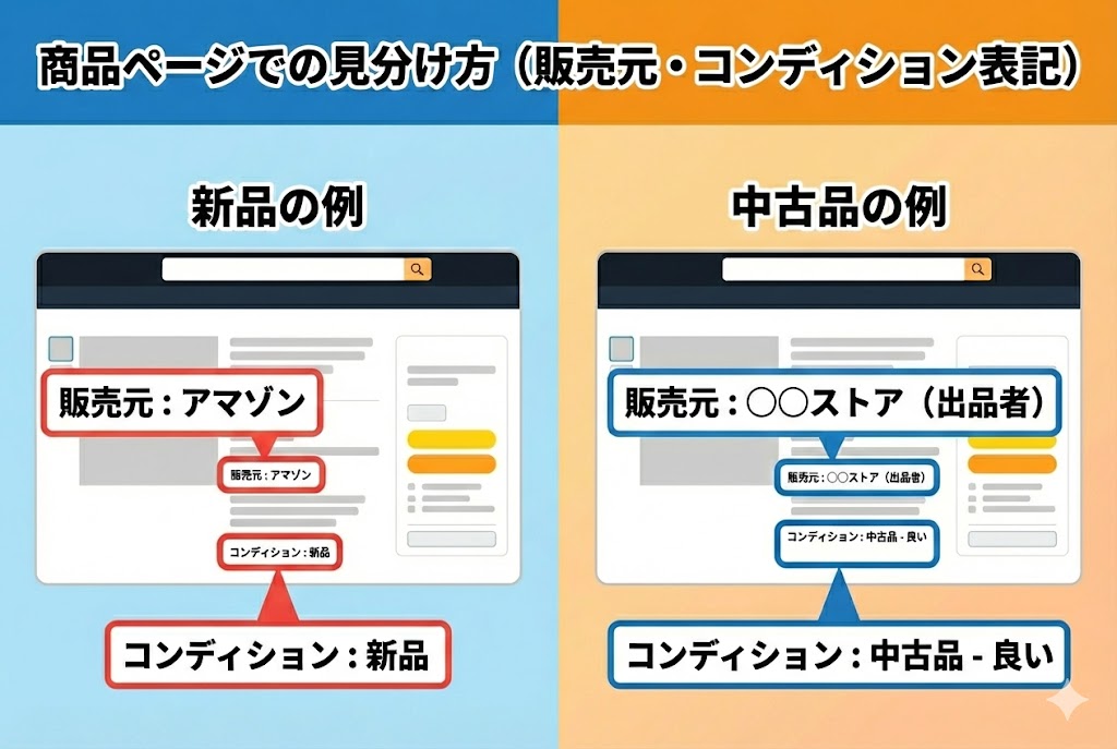 Amazonで新品と中古品を見分ける方法 